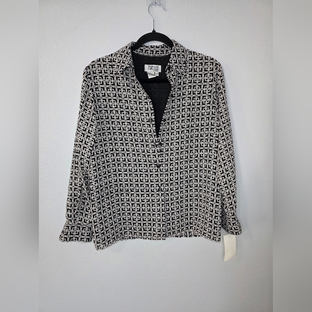 Style & Co. Black and Gray Patterned Top